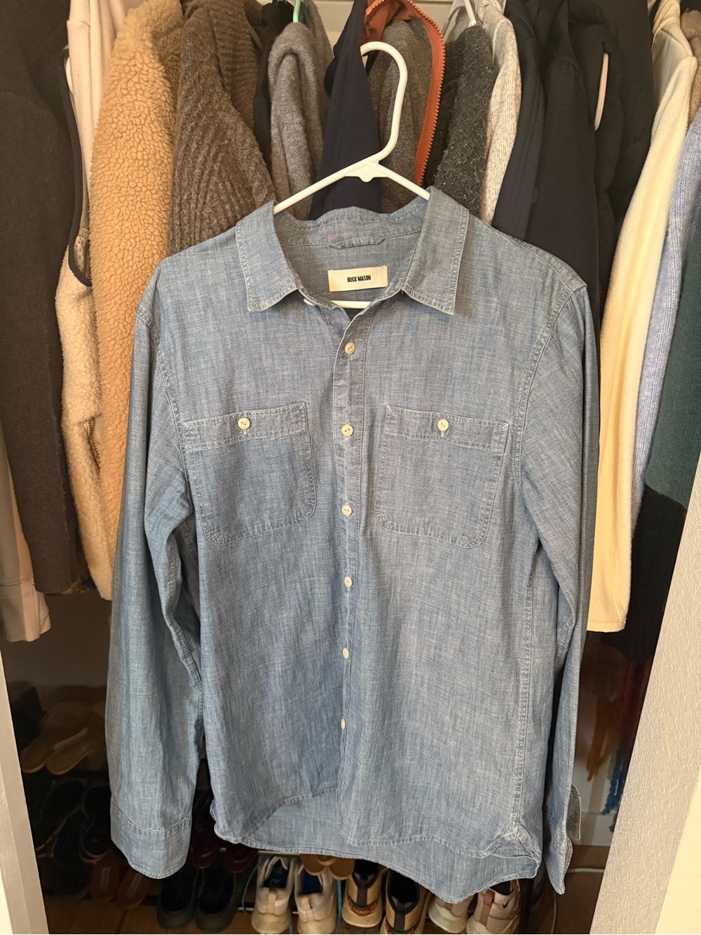 Buck Mason Light Blue Japanese Chambray Button-Up Shirt